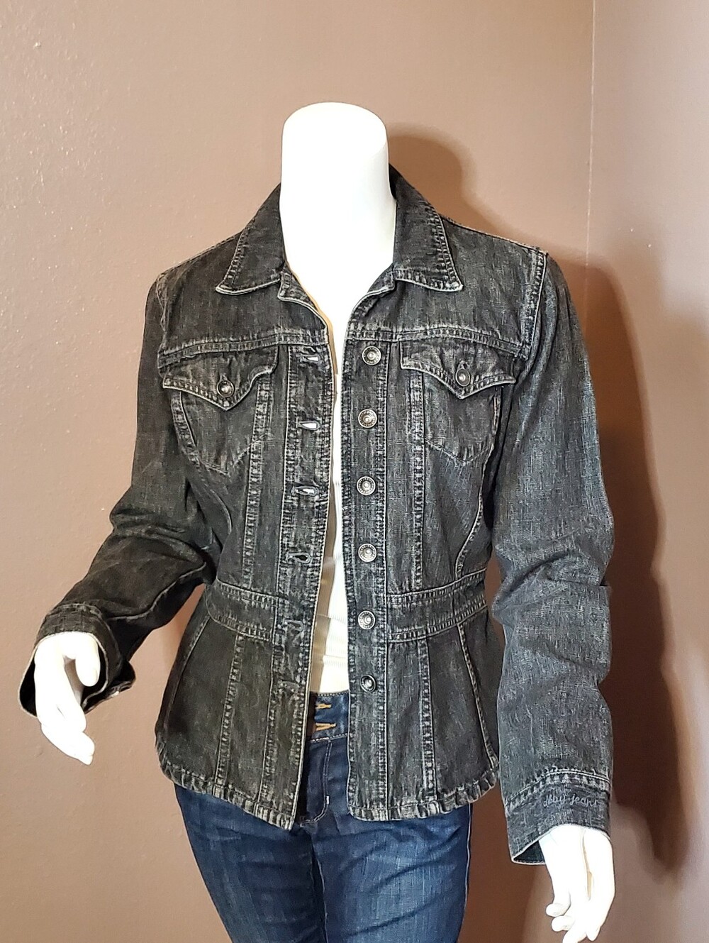 DKNY JEANS black denim fitted jacket size S